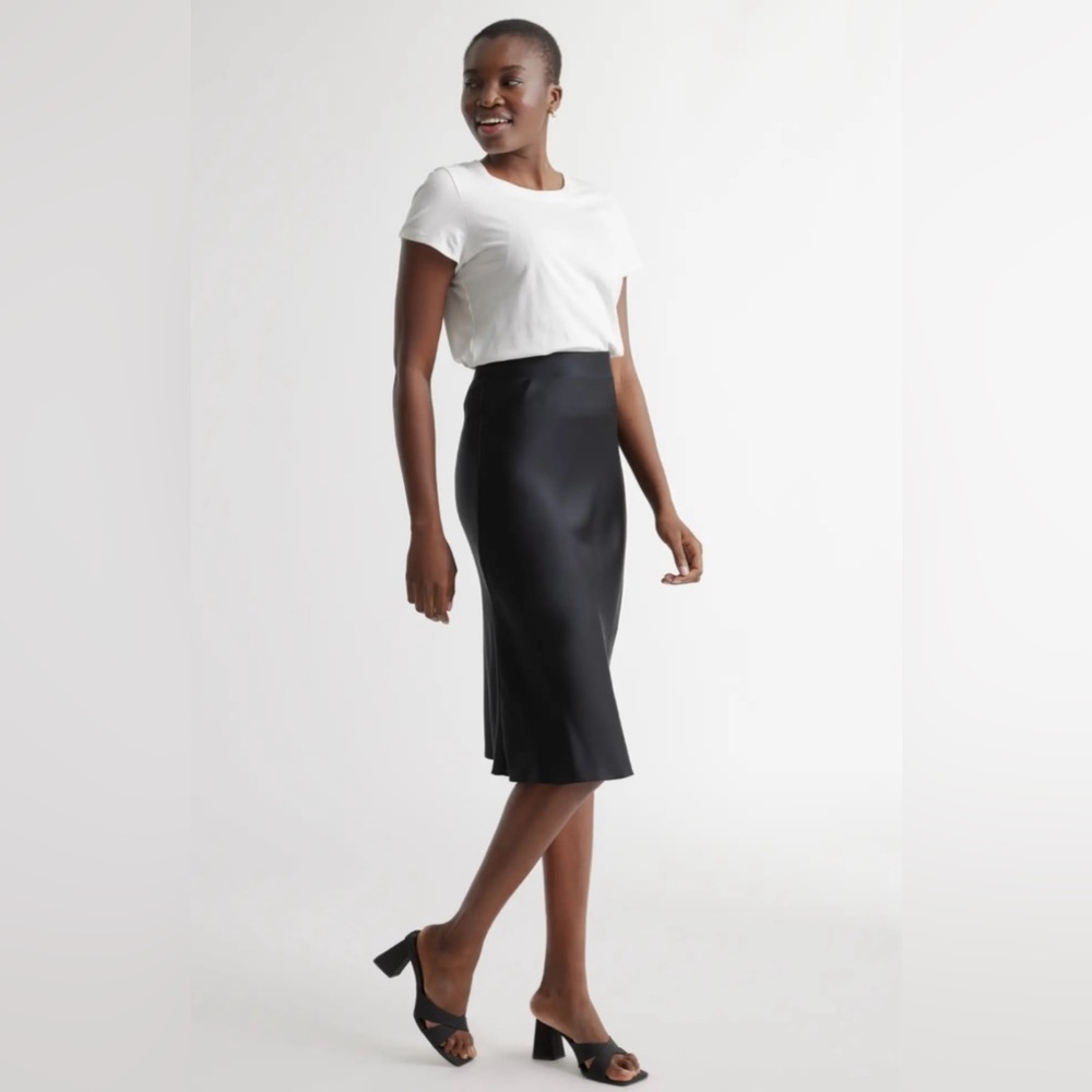 Satin Black Midi Skirt - Classic Women's Skirt